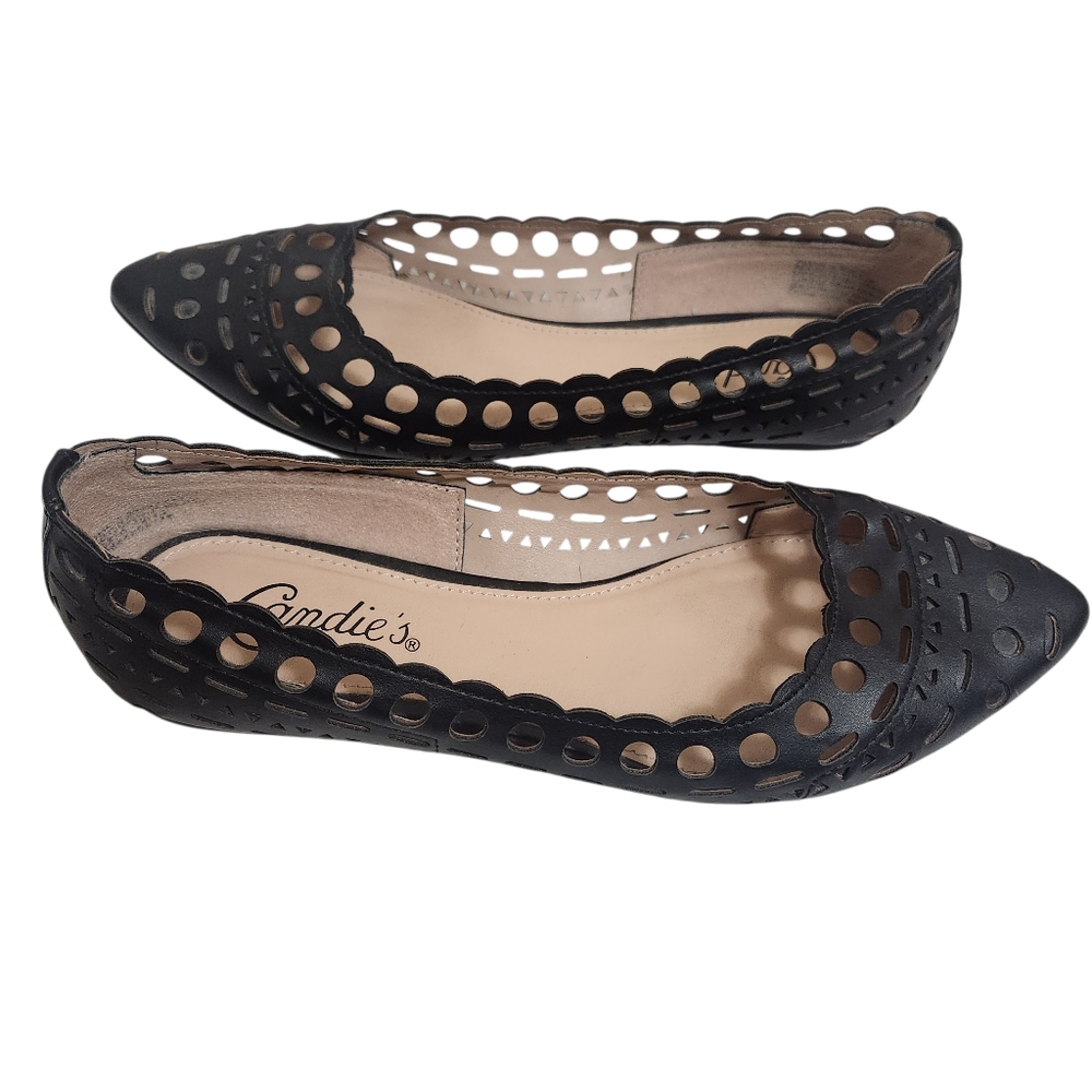 Candie's Shoes Slip On Flats Womens 7 Black Geometric Cut-Out Design Balletcore - Picture 4 of 9